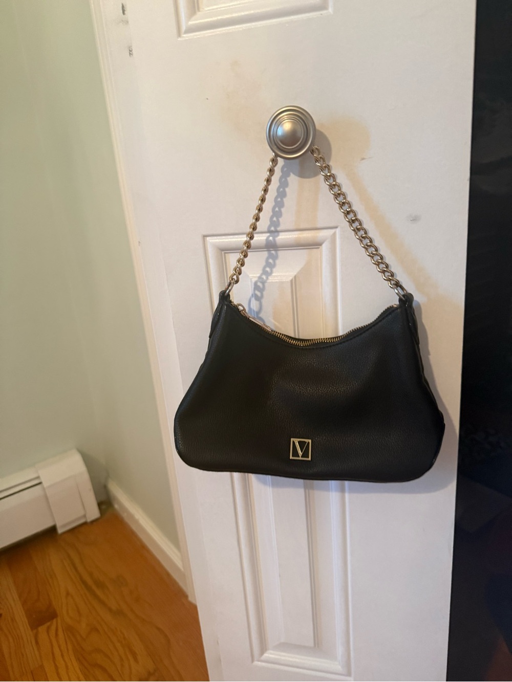 Victoria's Secret Black Shoulder Bag with Gold Chain